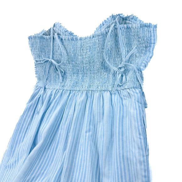 Derek Heart Blue & White Striped Romper with Pockets-XL - Picture 3 of 6